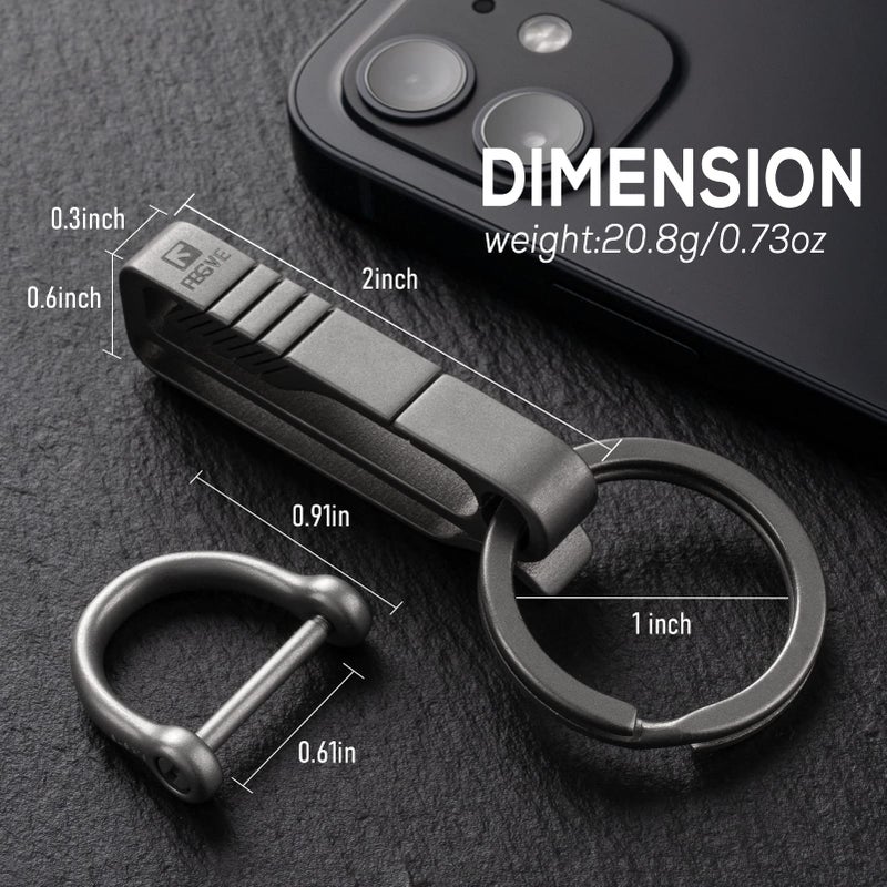 FEGVE Belt Key Clip with Key Ring and D-shaped keyring,Key Fob Holder Key Chain for Men (Dark Grey) - Image 5